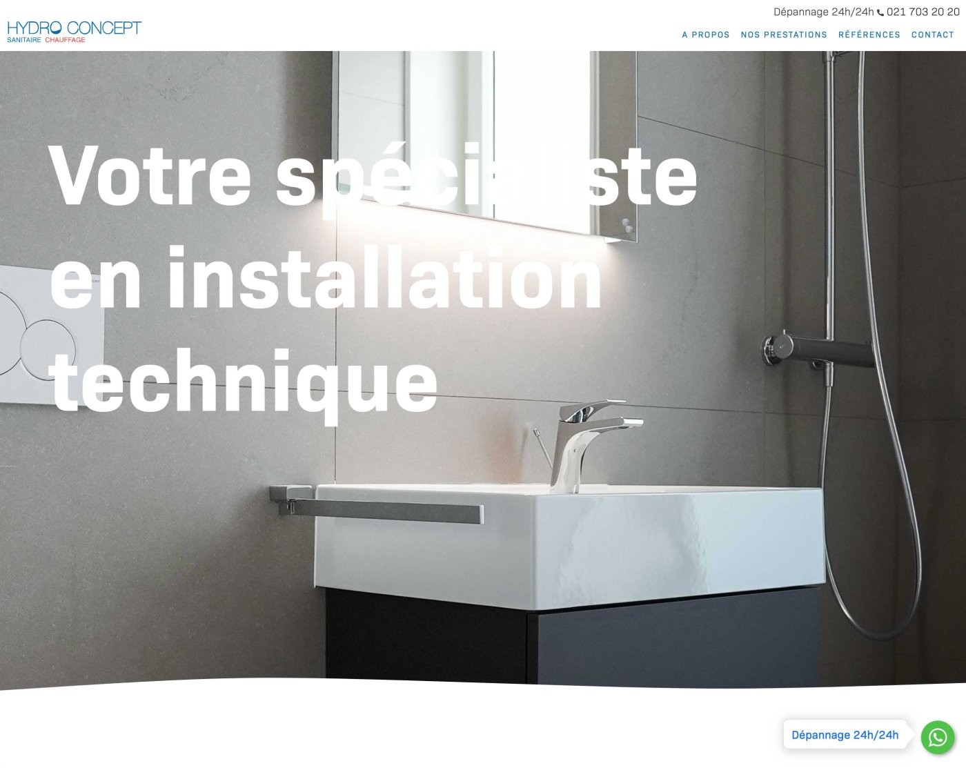 Site internet Vitre - HydroConcept - Pixinside rÃ©fÃ©rence web